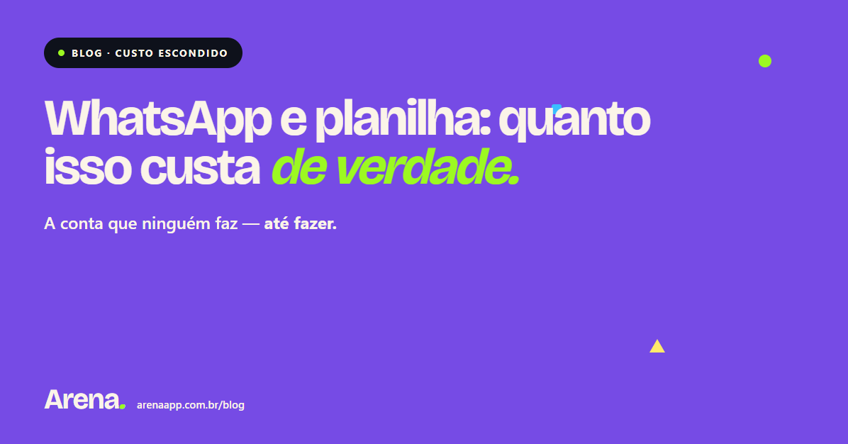 Gestão de arena por WhatsApp e planilha: quanto isso custa de verdade